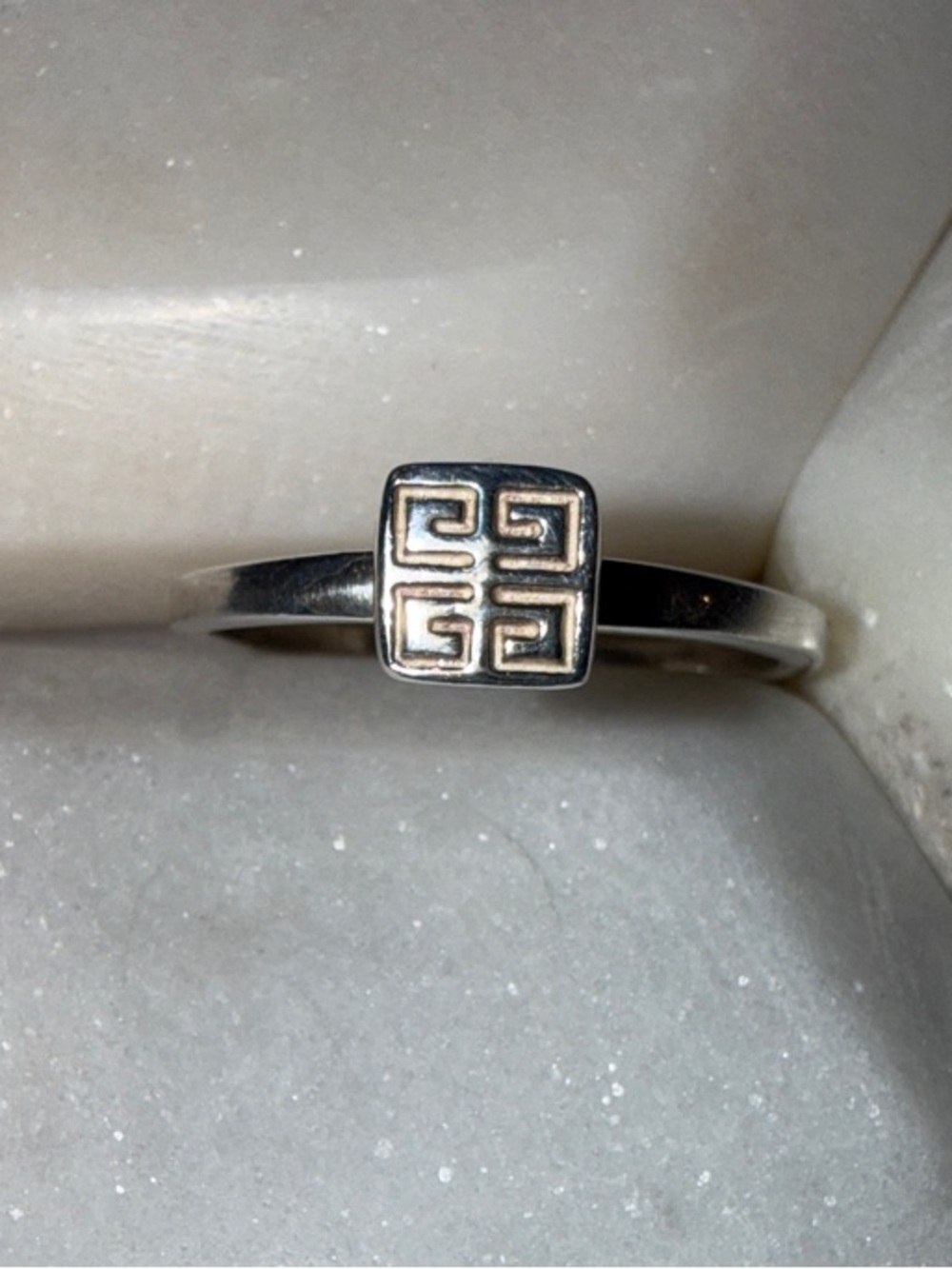 Givenchy .925 Silver Logo Square Band